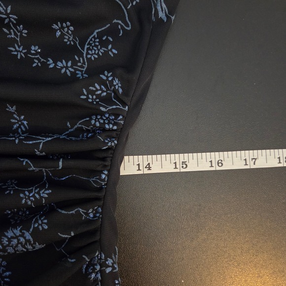Vtg Y2K Blue‎ Floral Glitter Strapless Mesh Dress L Whimsigoth Fairy Grunge HOCO - Picture 8 of 10